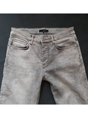 IRO High Waist Skinny Grunge Industrial Gray Dye Jeans Distressed Button Fly 30